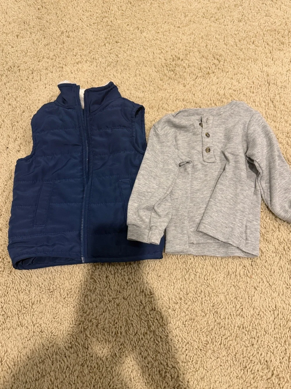 Carters Navy Puffer Vest with Light Gray Henley Top